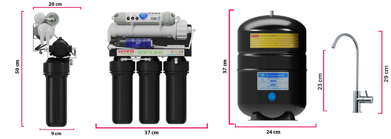 NSF Onaylı Softlime Su Arıtma Cihazı Ölçüleri
