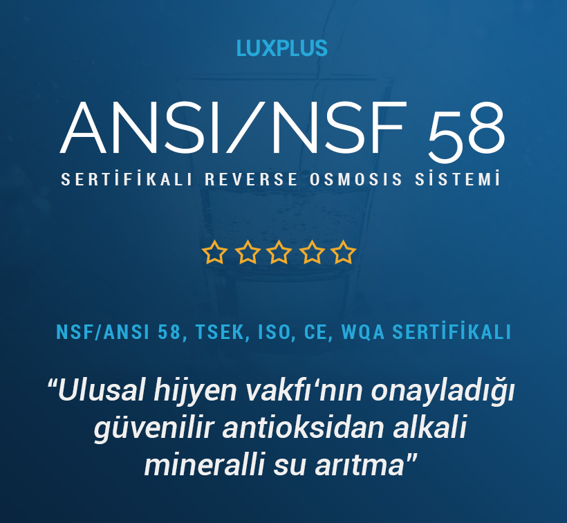 NSF/ANSI 58, TSEK, ISO, CE, WQA SERTİFİKALI ROYAL GREEN LUX PLUS