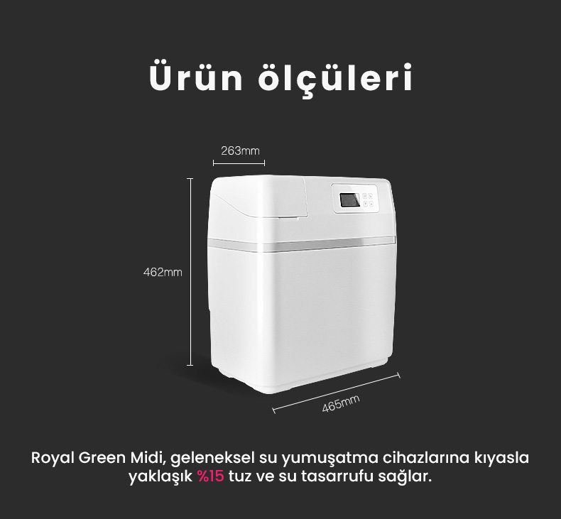 Royal Green Midi Su Yumuşatma Cihazı Ürün Ölçüleri
