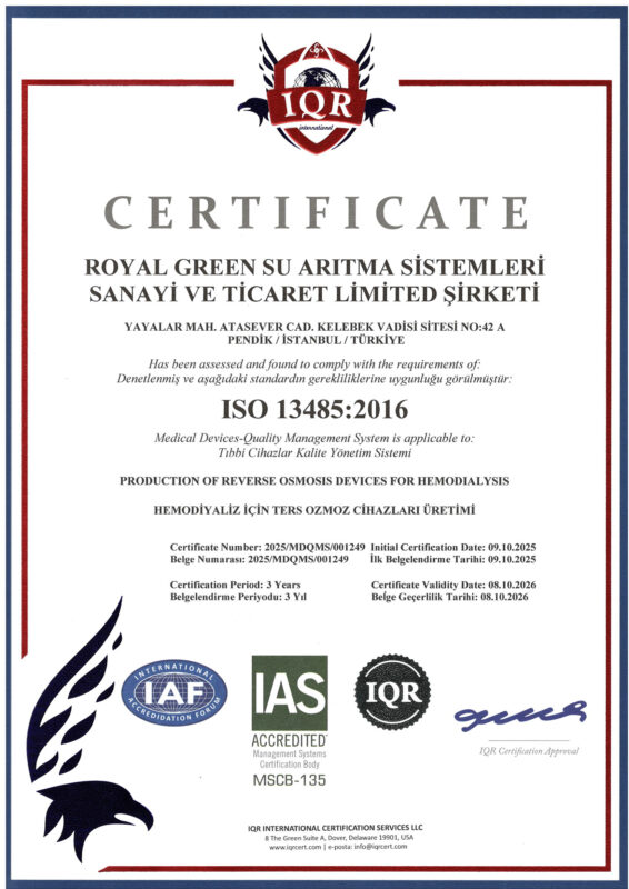 ISO 13485:2016 Tıbbi Cihazlar Kalite Yönetim Sistemi