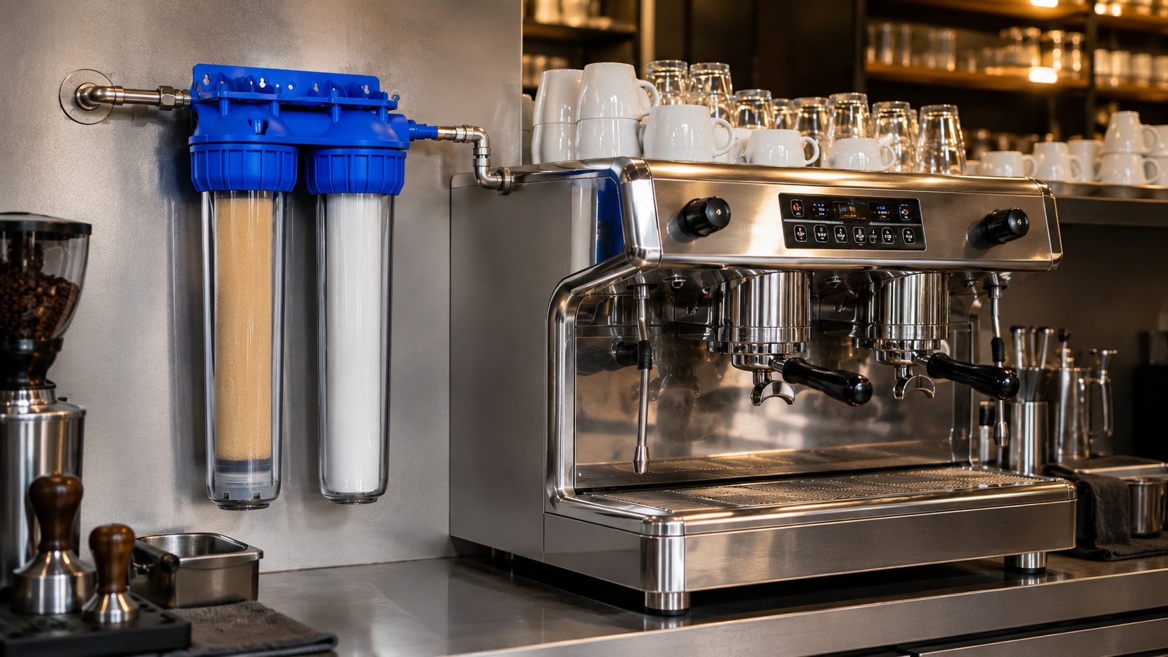 Profesyonel espresso makinesine bağlı kahve makinesi filtre sistemi