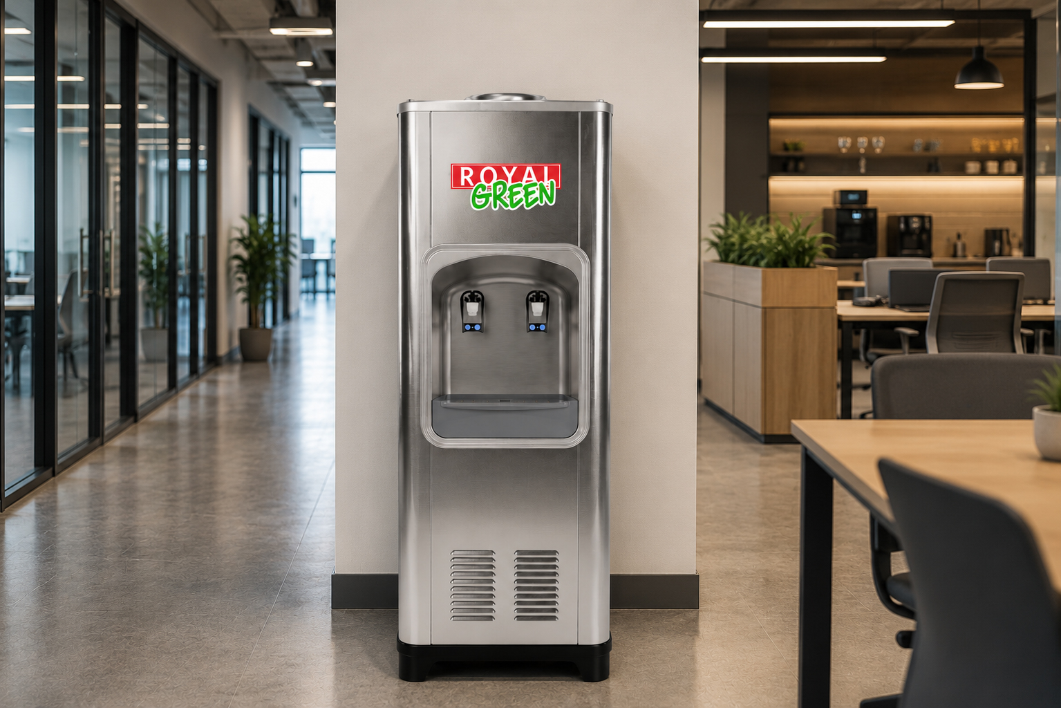 Royal Green RO48 Arıtmalı Su Sebili modern ofis ortamında