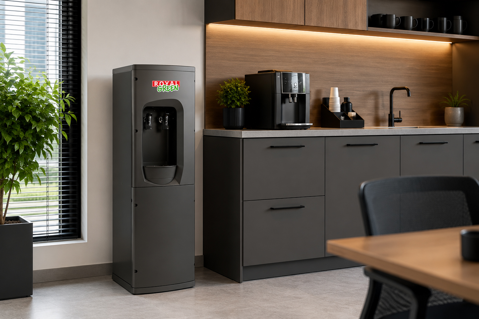 Royal Green RO48 Arıtmalı Su Sebili Midi ofis koridoru görünümü